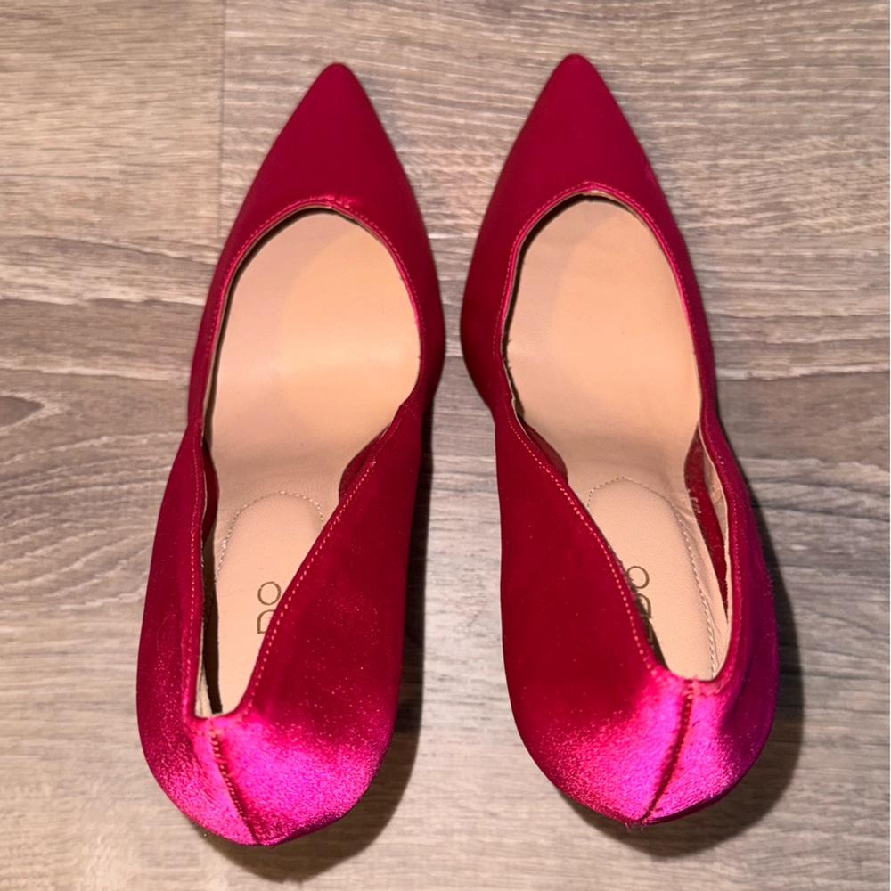 Aldo Fuchsia pink Satin Pointed toe Stiletto Pumps 8 - Picture 6 of 12